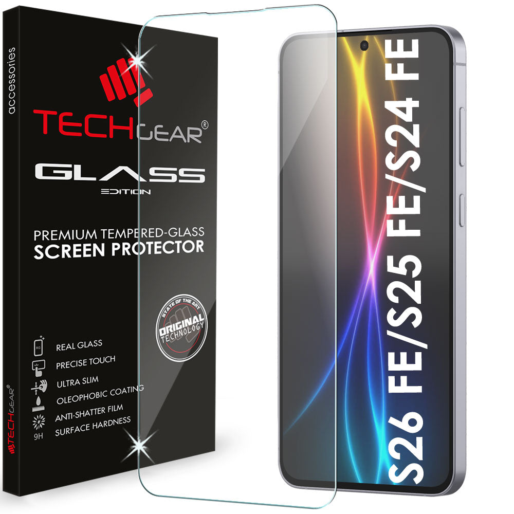 TECHGEAR Clear Tempered Glass Screen Protector for Samsung Galaxy S26 FE, S25 FE & S24 FE | 9H Toughened Glass, HD Clarity, Case Friendly | 1 / 2 / 3 Pack