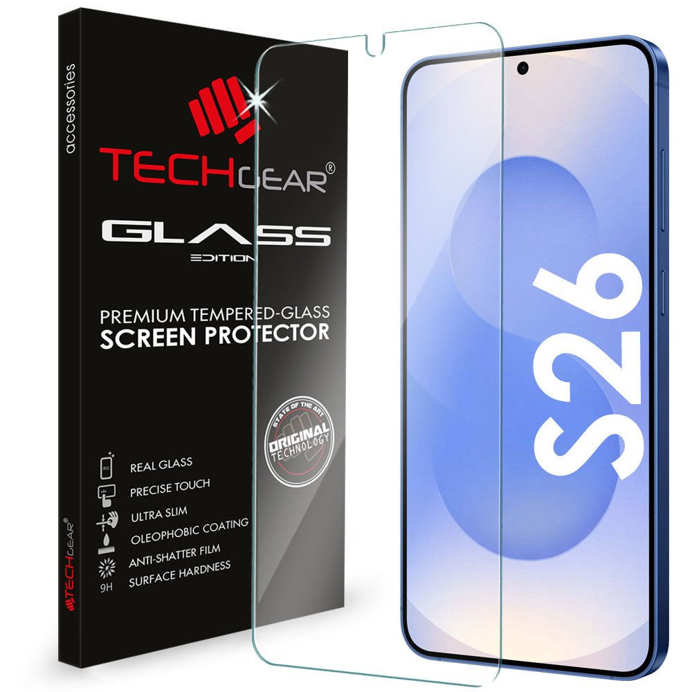 TECHGEAR Tempered Glass Screen Protector for Samsung Galaxy S26 5G - 9H Toughened Glass, Crystal Clear Display, Easy-Clean Surface, Case Friendly (1 Pack / 2 Pack / 3 Pack)