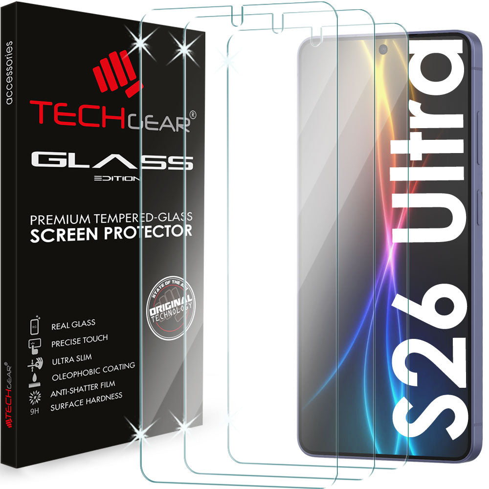 TECHGEAR Tempered Glass Screen Protector for Samsung Galaxy S26 Ultra 5G - 9H Toughened Glass, Crystal Clear Display, Easy-Clean Surface, Case Friendly (1 Pack / 2 Pack / 3 Pack) (Copy) (Copy)