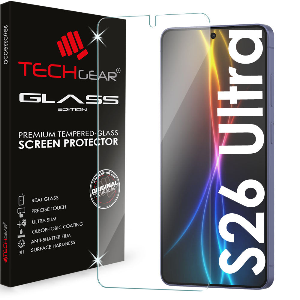 TECHGEAR Tempered Glass Screen Protector for Samsung Galaxy S26 Ultra 5G - 9H Toughened Glass, Crystal Clear Display, Easy-Clean Surface, Case Friendly (1 Pack / 2 Pack / 3 Pack) (Copy) (Copy)
