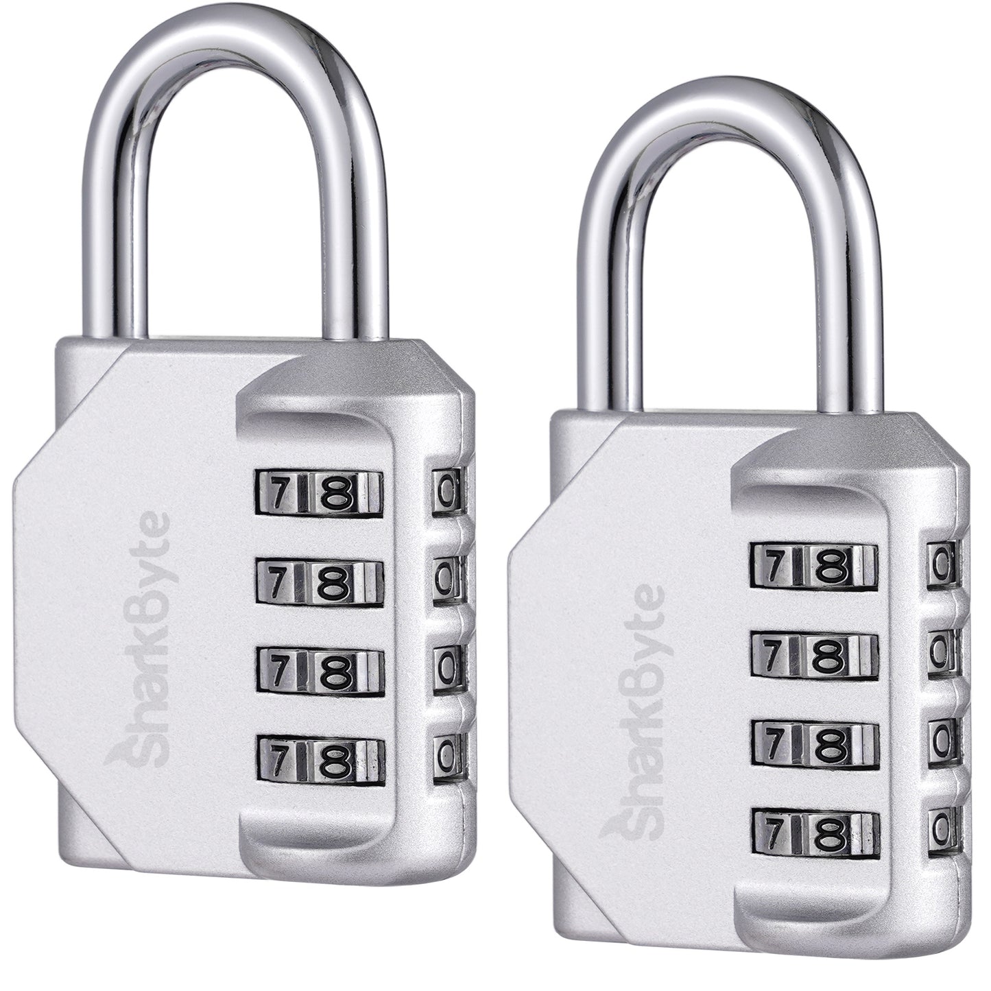 SharkByte Heavy Duty 4-Dial Combination Padlock – Weatherproof Outdoor Lock for Gym, School, Shed, Storage, Cabinet & Toolbox (1 / 2 / 3 / 4 Pack)