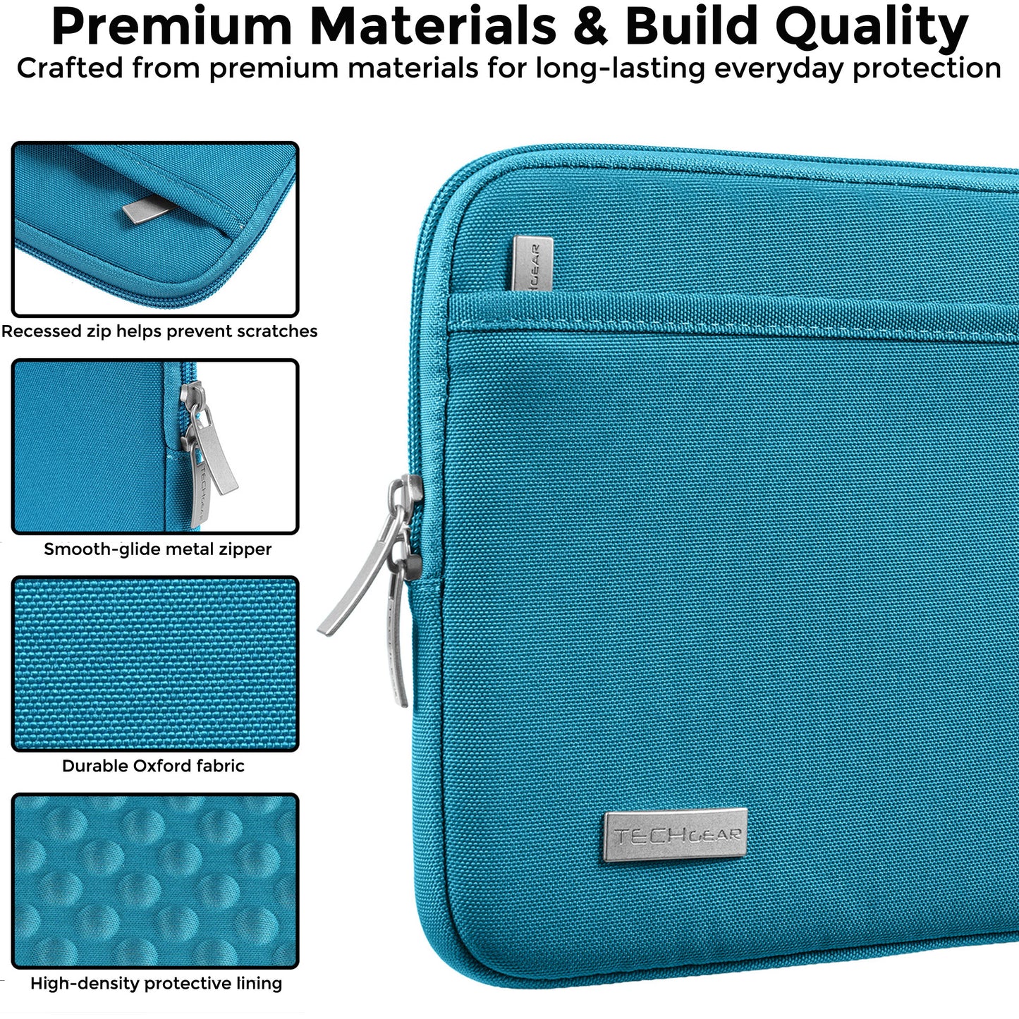 TECHGEAR AirShock Universal Tablet Sleeve | Shockproof Protective Sleeve Case for 7-13 Inch Tablets | Water-Resistant Oxford Fabric with Front Storage Pocket