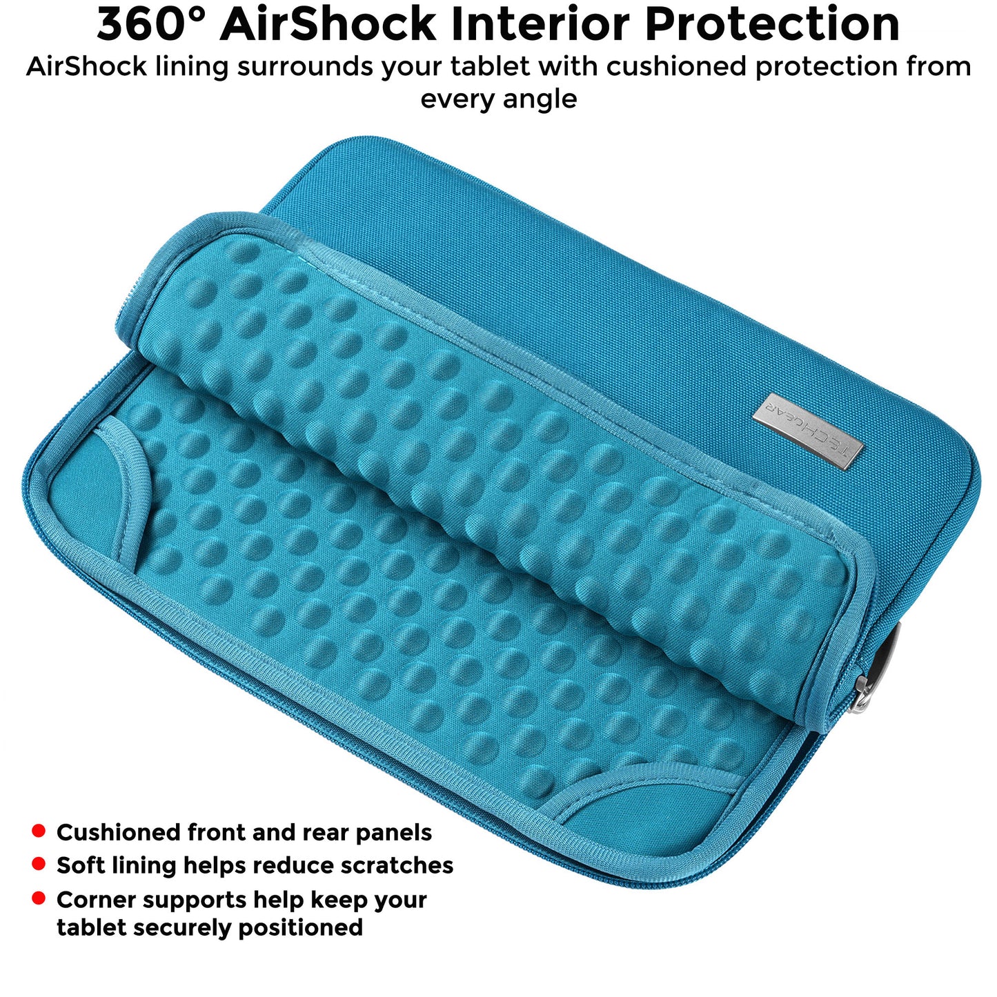 TECHGEAR AirShock Universal Tablet Sleeve | Shockproof Protective Sleeve Case for 7-13 Inch Tablets | Water-Resistant Oxford Fabric with Front Storage Pocket