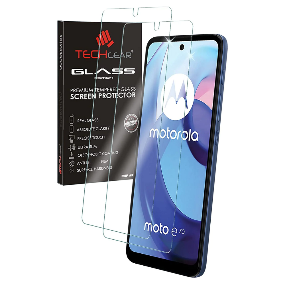 2 Pack of TECHGEAR GLASS Edition Compatible for Motorola Moto E30, Moto E40 & Moto G22, Tempered Glass Screen Protector Covers [9H][No-Bubble]