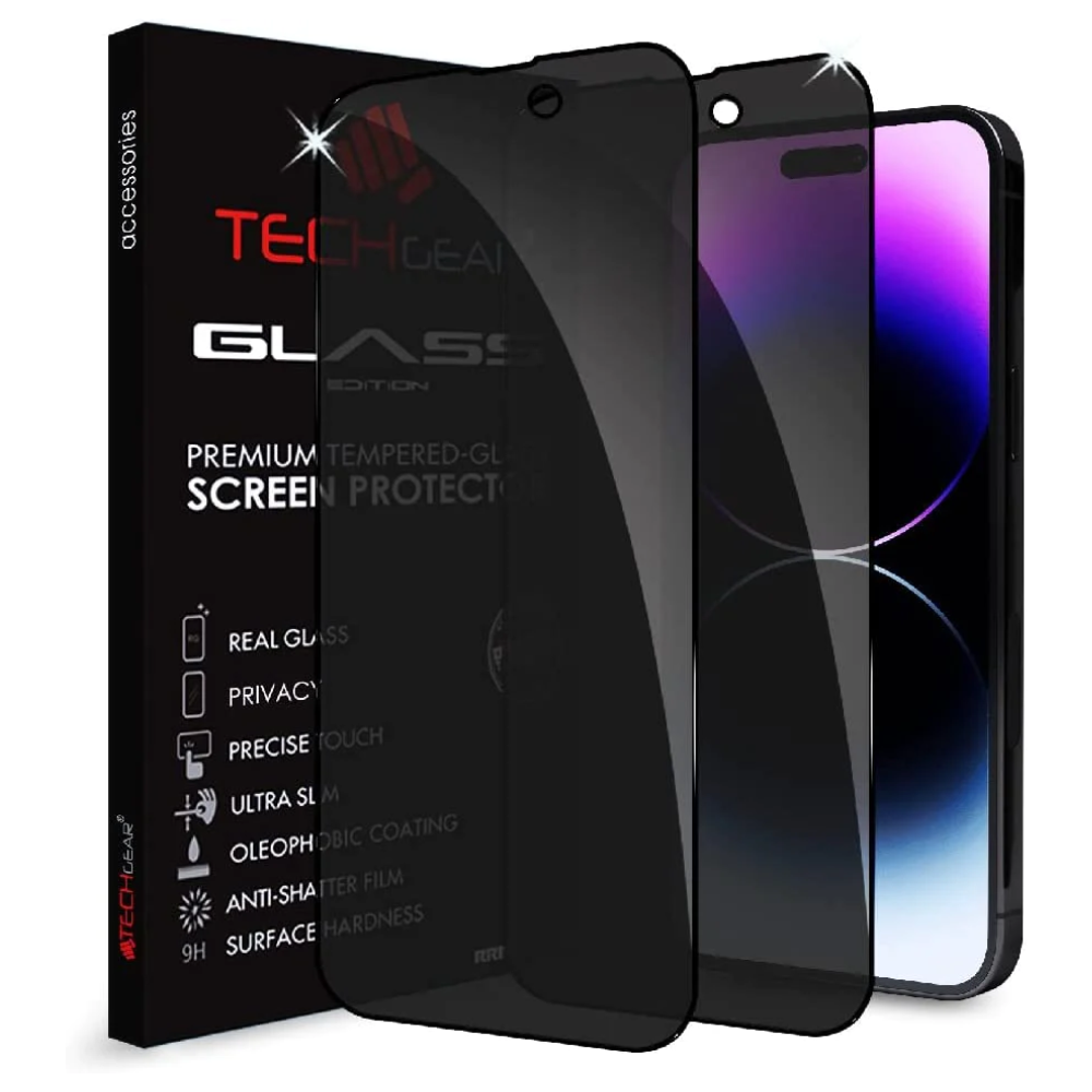 TECHGEAR Anti Spy Screen Protector for iPhone 14 Plus - PRIVACY Filter 3D GLASS Edition Genuine Tempered Glass Full Screen Protector
