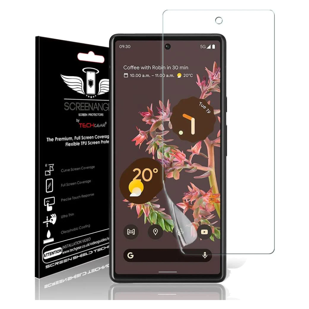TECHGEAR Screen Protector fits Google Pixel 6 Pro [Screen Angel Edition] [Bubble Free] [FULL Screen Coverage] HD Clear Flexible TPU Film