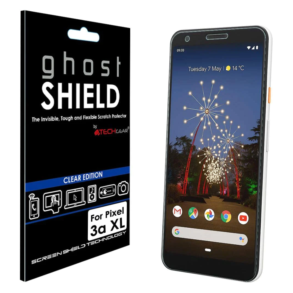 [Pack of 2] TECHGEAR Screen Protectors fits Google Pixel 3a XL [ghostSHIELD Edition] Reinforced TPU film Screen Protector [FULL Screen Coverage]