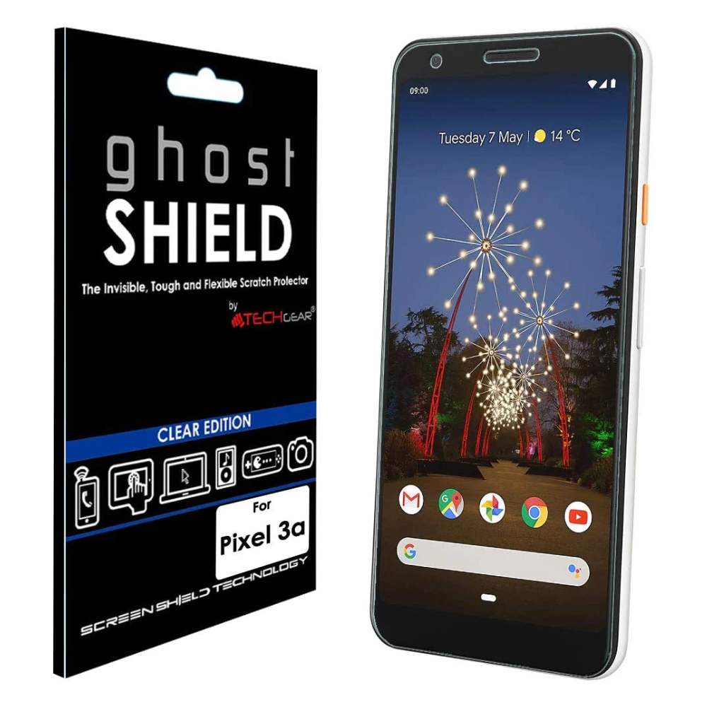 [Pack of 3] TECHGEAR Screen Protectors fits Google Pixel 3a [ghostSHIELD Edition] Reinforced TPU film Screen Protector [FULL Screen Coverage]