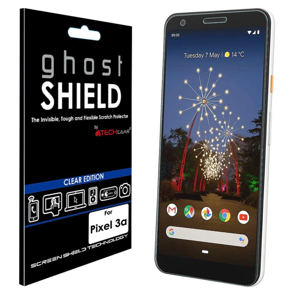 [Pack of 2] TECHGEAR Screen Protectors fits Google Pixel 3a [ghostSHIELD] Reinforced TPU film Screen Protector s [FULL Screen Coverage]Curved Screen