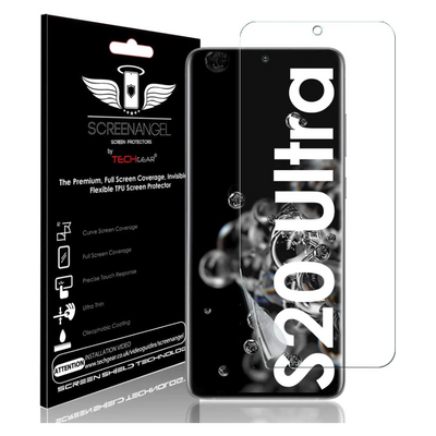 TECHGEAR Screen Protector fits Samsung Galaxy S20 Ultra [Screen Angel Edition][Case Friendly] [Bubble Free] [FULL Screen Coverage] TPU Film