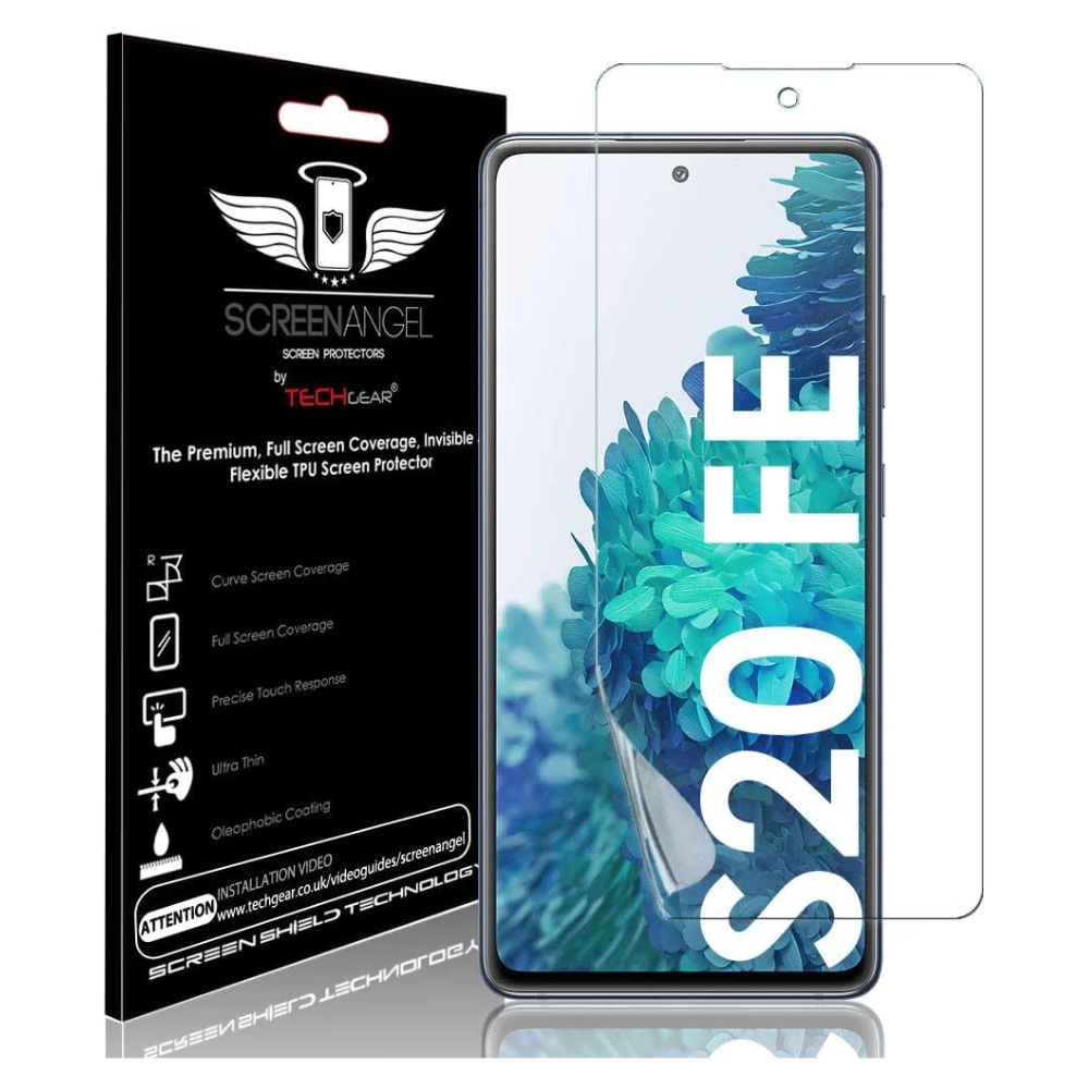 TECHGEAR Screen Protector fits Samsung Galaxy S20 FE [Screen Angel Edition][Case Friendly] [Bubble Free] [FULL Screen Coverage] TPU Film