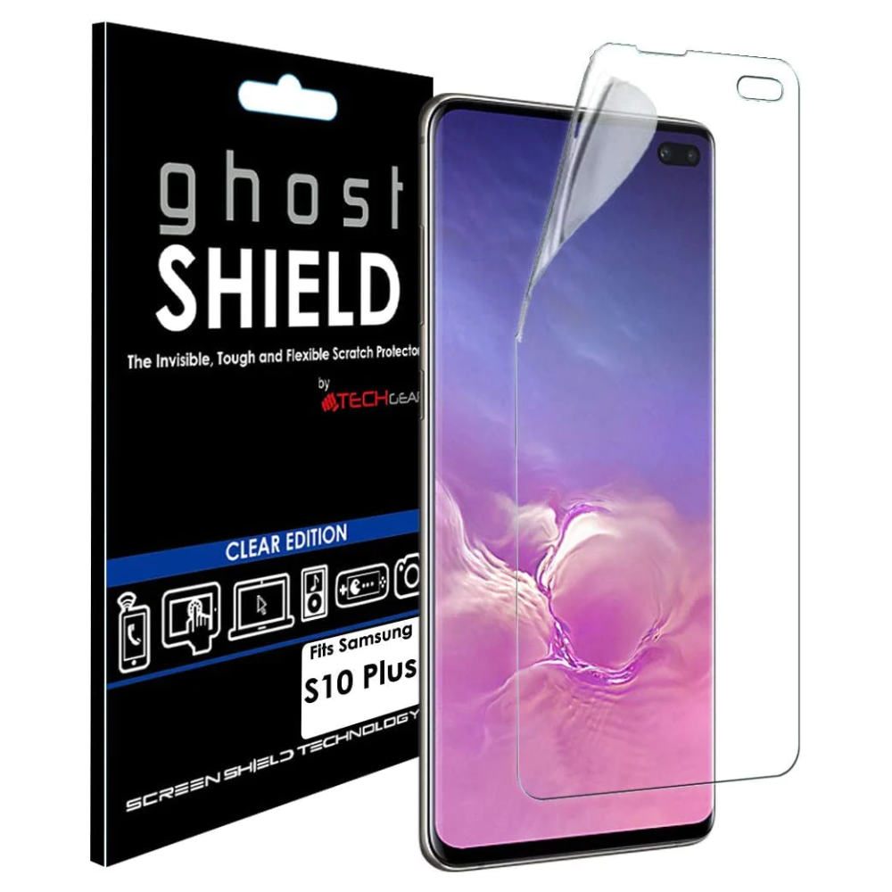 TECHGEAR Screen Protector fits Samsung Galaxy S10 Plus S10+ [ghostSHIELD Edition] Reinforced TPU film Screen Protector [FULL Screen Coverage]