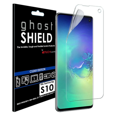 TECHGEAR Screen Protector fits Samsung Galaxy S10 [ghostSHIELD Edition] Genuine Reinforced TPU film Screen Protector s [FULL Screen Coverage]