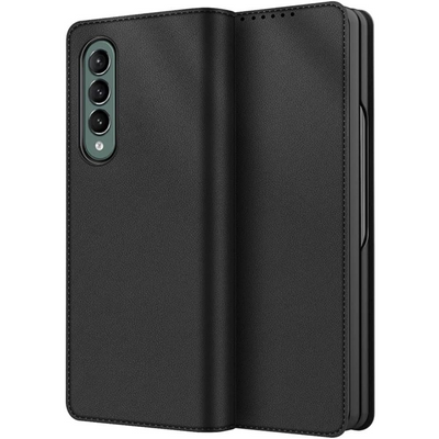 Galaxy Z Fold 5 Leather Wallet Case, Detachable Magnetic 2in1 Case with Screen Frame, Card Wallet & Stand - Black PU Leather for Samsung Z Fold 5