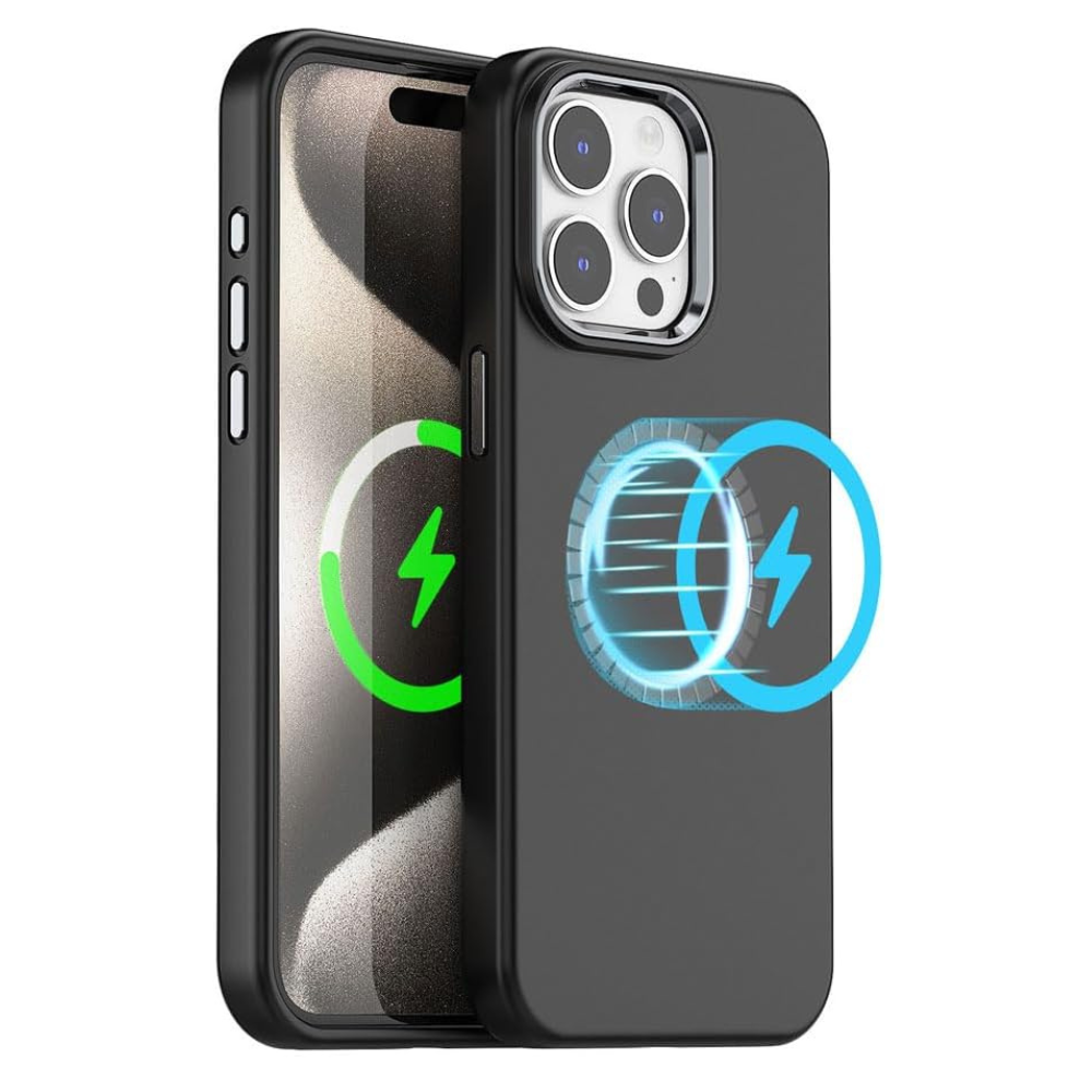 TECHGEAR iPhone 15 Pro Magnetic Silicone Case, Premium Liquid Silicone Anti-Scratch Compatible with MagSafe Soft Gel Rubber, Microfibre Lining Shockproof Phone Case For iPhone 15 Pro 6.1" - Black