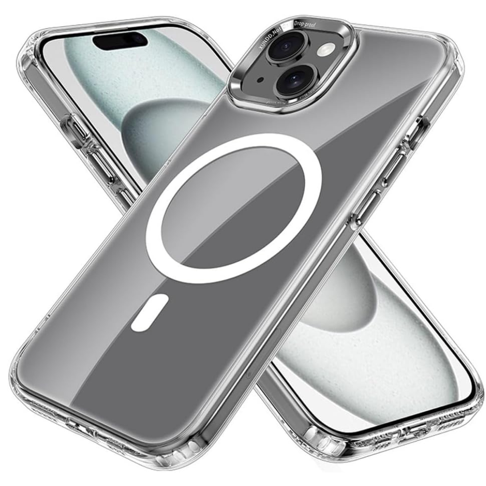 [Mag Fusion] Shockproof, Anti-Scratch, Slim & Light, Gel Bumper & Clear Hard Back Compatible with MagSafe Case Cover for iPhone 15 Plus 6.7"