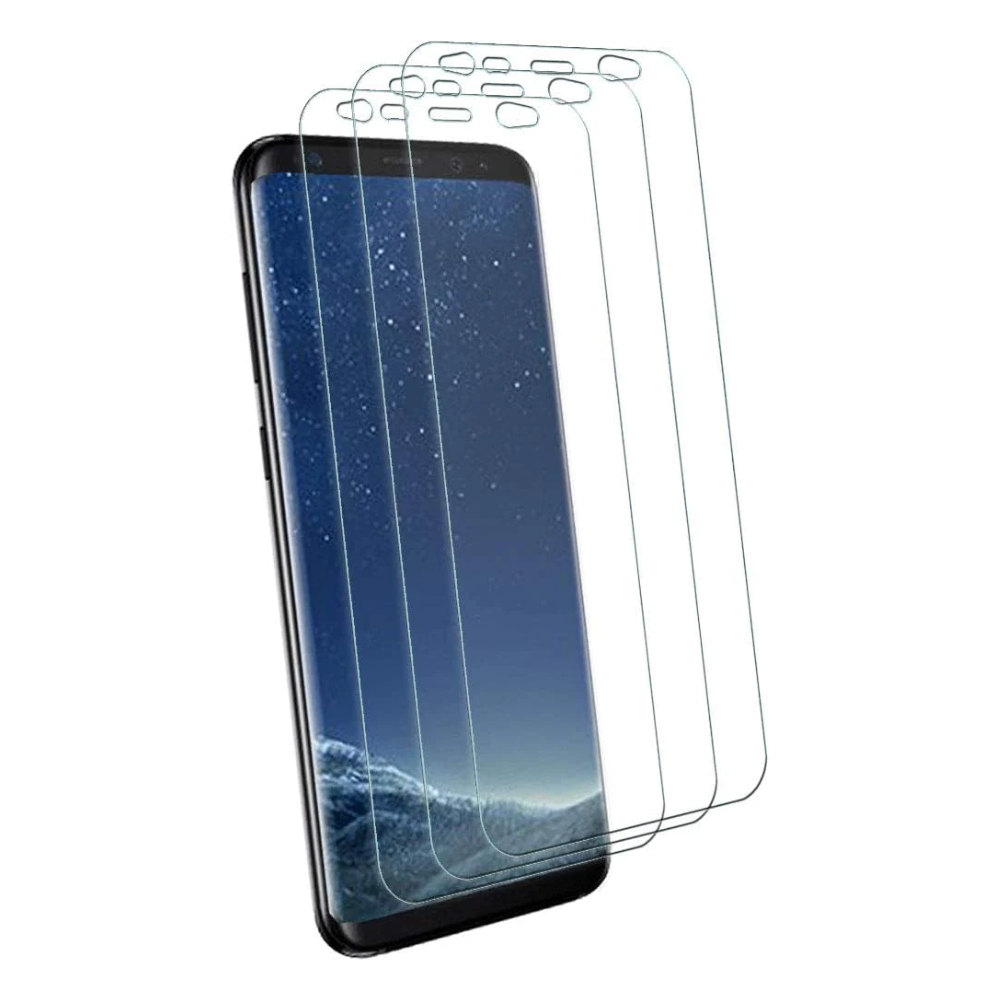 [3 Pack] TECHGEAR Screen Protectors to fit Samsung Galaxy S8, S9 [ghostSHIELD Edition] Screen Protector with Full Screen Coverage inc Curved Screen