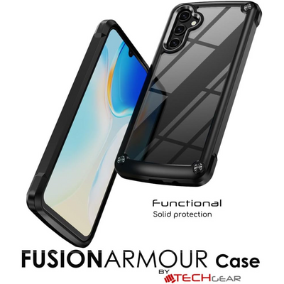 [Fusion Armour Case] Premium Hybrid Tough Heavy Duty, Clear Back, Bumper Case for Samsung A14 & A14 5G