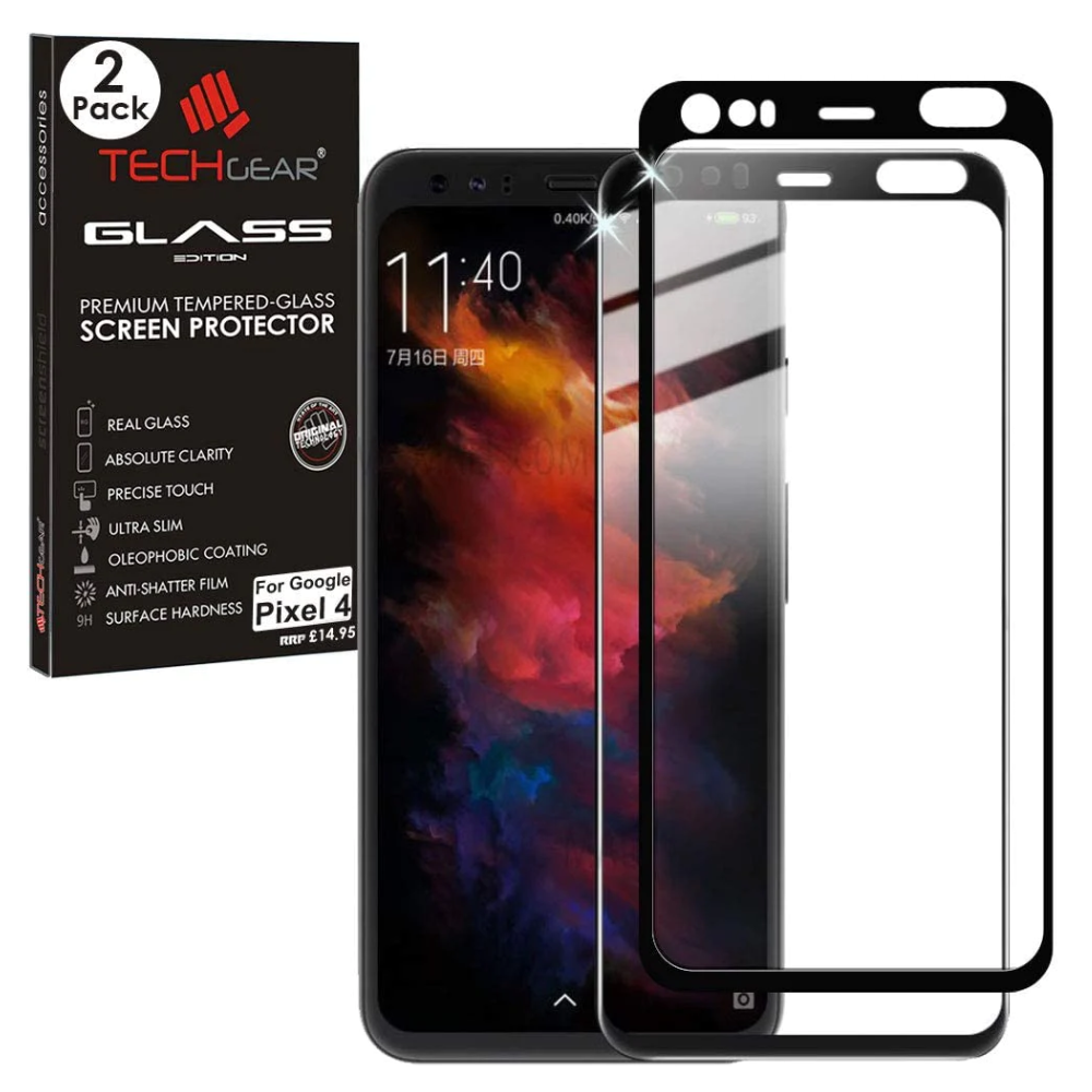 TECHGEAR Pixel 4 Tempered Glass Screen Protector, GLASS Edition [9H Hardness] [No-Bubble] Compatible with Google Pixel 4