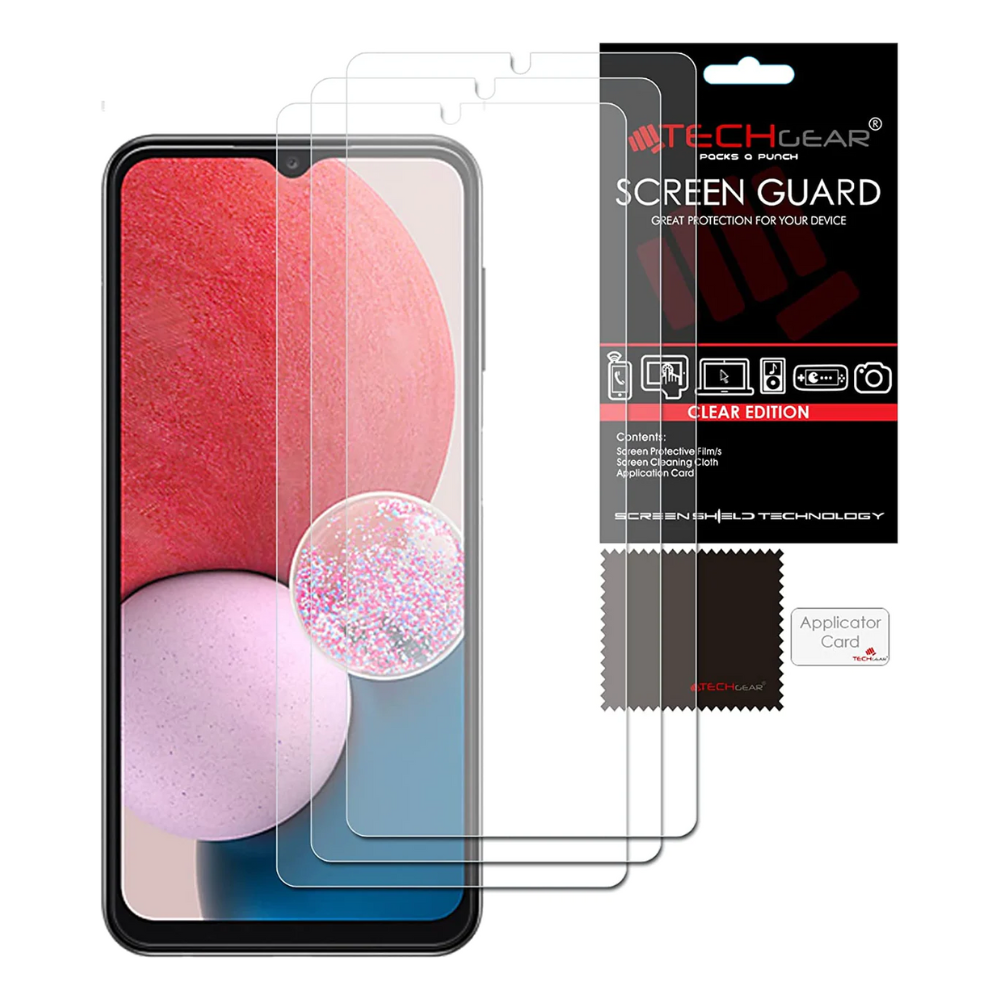 [3 Pack] TECHGEAR Screen Protectors Compatible with Samsung Galaxy A13, A22 5G, A23 5G, A32 5G, A04s, A03, A03s, A02s CLEAR Protector Cover Guards