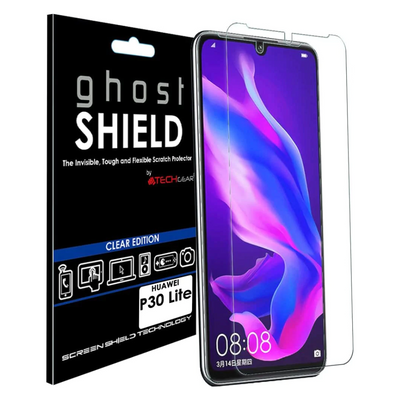[Pack of 2] TECHGEAR Screen Protectors fit Huawei P30 Lite [ghostSHIELD Edition] Reinforced TPU film Screen Protector with FULL Screen Coverage inc