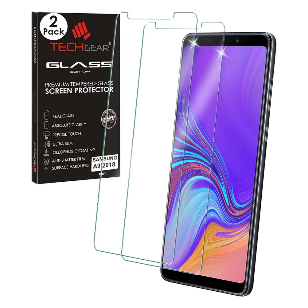 [2 Pack] TECHGEAR GLASS Edition for Samsung Galaxy A9 (SM-A920F Series) Genuine Tempered Glass Screen Protector Compatible with Samsung A9 2018