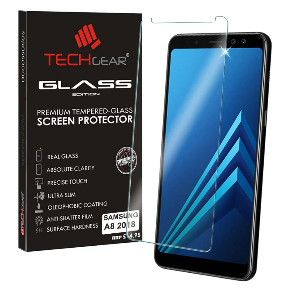 [2 Pack] TECHGEAR GLASS Edition for Galaxy A8 2018 (SM-A530 Series) - Genuine Tempered Glass Screen Protectors