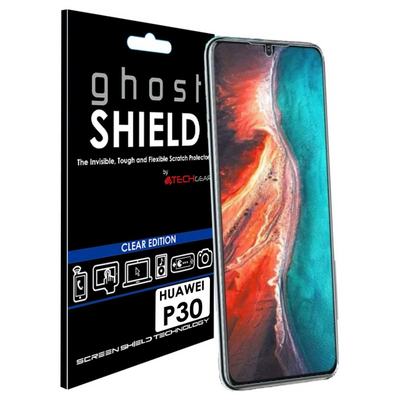 TECHGEAR Screen Protector fits Huawei P30 [ghostSHIELD Edition] Reinforced TPU film Screen Protector with FULL Screen Coverage inc
