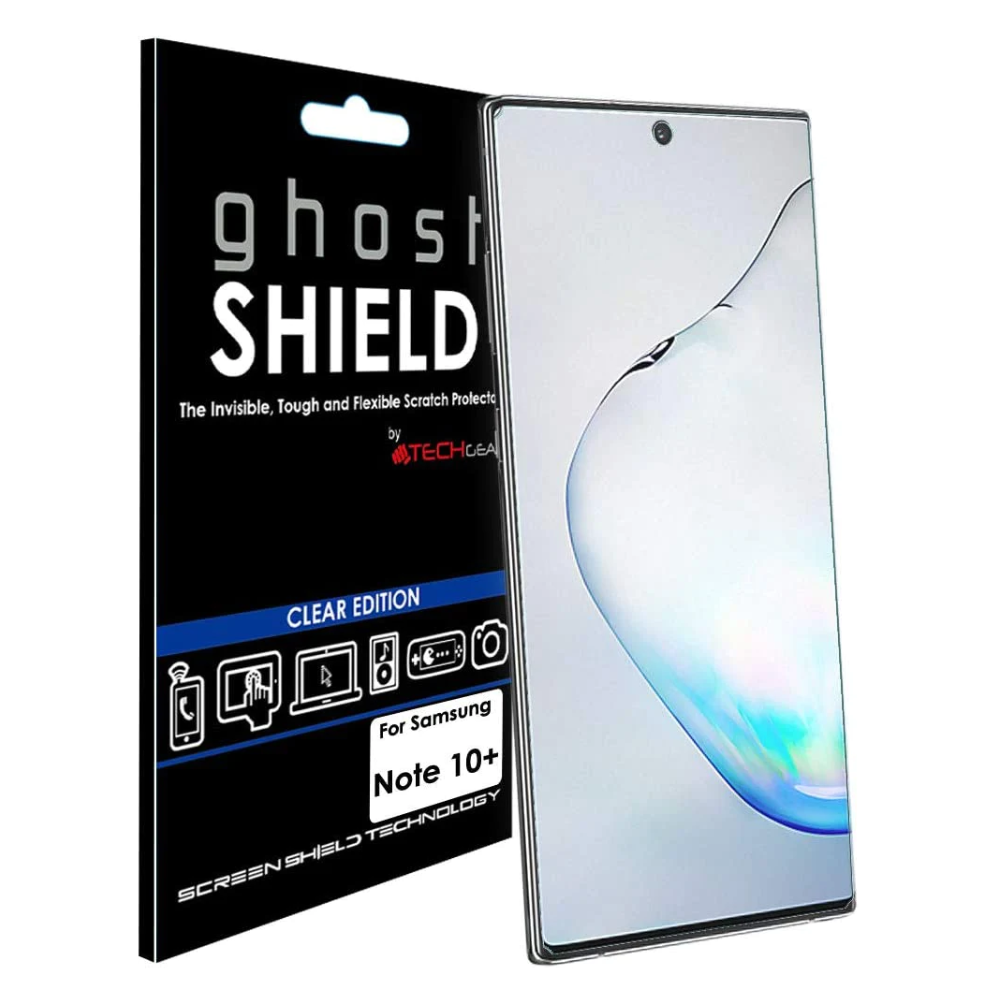 TECHGEAR [Pack of 3] Screen Protectors fit Samsung Galaxy Note 10 Plus [ghostSHIELD Edition] TPU film Screen Protector [FULL Screen Coverage]