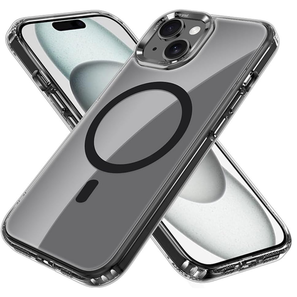 [Mag Fusion] Shockproof, Anti-Scratch, Slim & Light, Gel Bumper & Clear Hard Back Compatible with MagSafe Case Cover for iPhone 15 6.1"