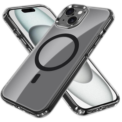 [Mag Fusion] Shockproof, Anti-Scratch, Slim & Light, Gel Bumper & Clear Hard Back Compatible with MagSafe Case Cover for iPhone 15 6.1"