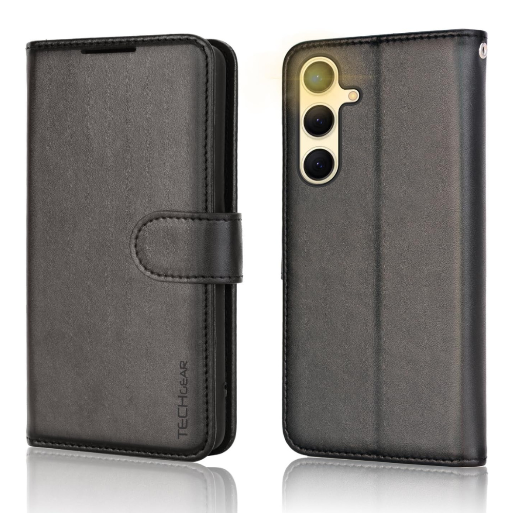 [Leather Wallet Case] Protective Cover with Cash & Card Holder, Stand and Wrist Strap For Samsung Galaxy S24 5G