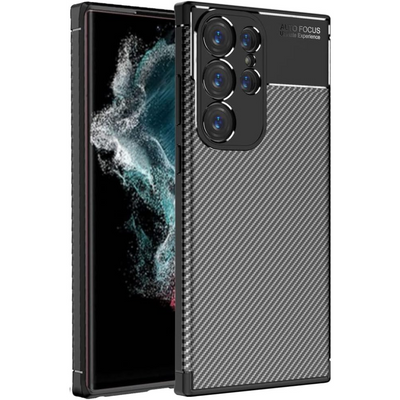 [CarbonFlex Case] Flexible, Shockproof, Ultra Slim, Soft TPU Protective Shell Cover with Carbon Fibre Detailing for Samsung Galaxy S24 Ultra