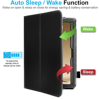 TECHGEAR Folio Case for Samsung Galaxy Tab A11+ & A9+ 11" (SM-X230/X236/X210/X215) – Leather Stand Cover with Hand Strap & Auto Sleep/Wake