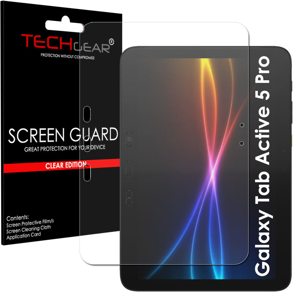 TECHGEAR Screen Protector for Samsung Galaxy Tab Active 5 Pro 10.1" (SM-X350 / SM-X356B) – Clear Film, Field-Grade Display Scratch Protection, 1 / 2 / 3 / 5 Packs