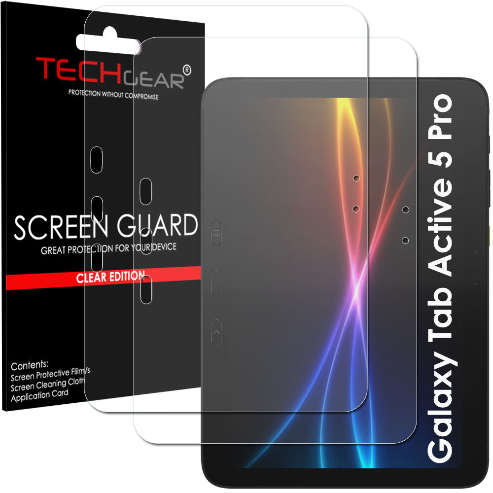 TECHGEAR Screen Protector for Samsung Galaxy Tab Active 5 Pro 10.1" (SM-X350 / SM-X356B) – Clear Film, Field-Grade Display Scratch Protection, 1 / 2 / 3 / 5 Packs