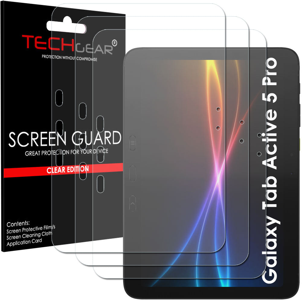 TECHGEAR Screen Protector for Samsung Galaxy Tab Active 5 Pro 10.1" (SM-X350 / SM-X356B) – Clear Film, Field-Grade Display Scratch Protection, 1 / 2 / 3 / 5 Packs