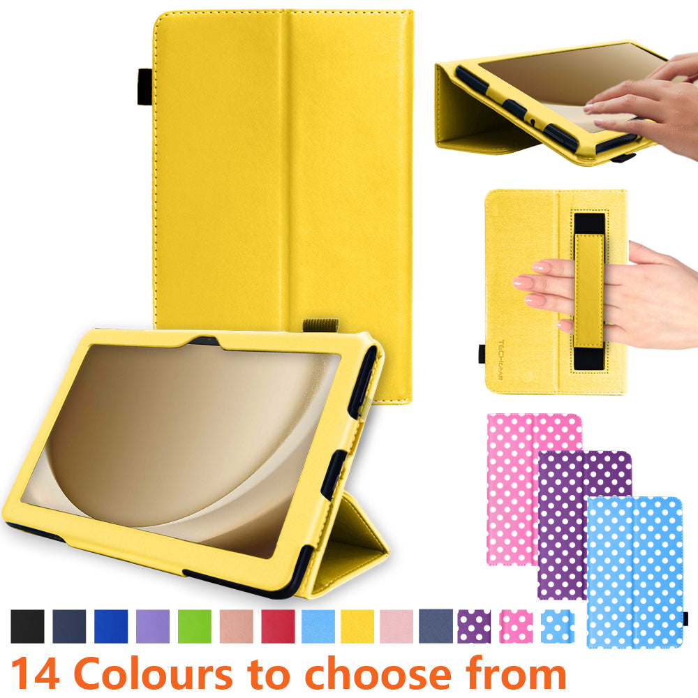 TECHGEAR Folio Case for Samsung Galaxy Tab A11+ & A9+ 11" (SM-X230/X236/X210/X215) – Leather Stand Cover with Hand Strap & Auto Sleep/Wake