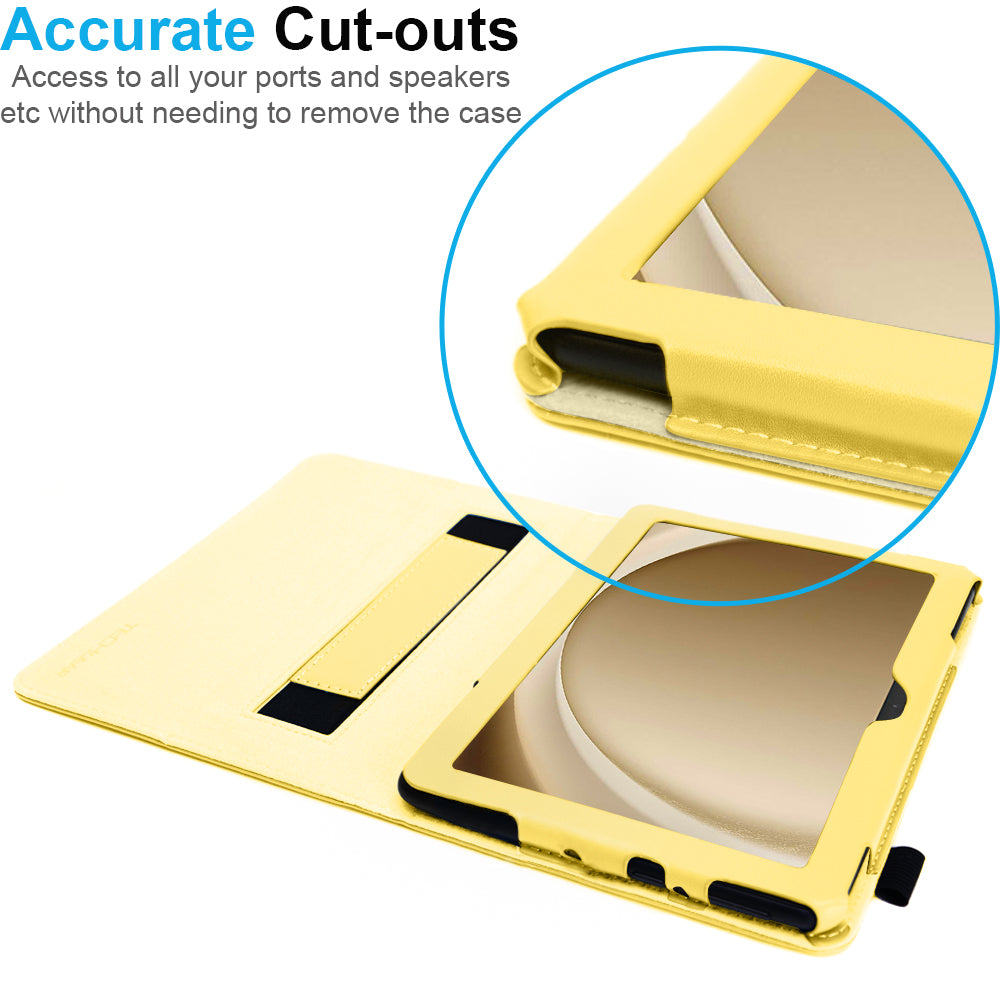 TECHGEAR Folio Case for Samsung Galaxy Tab A11+ & A9+ 11" (SM-X230/X236/X210/X215) – Leather Stand Cover with Hand Strap & Auto Sleep/Wake