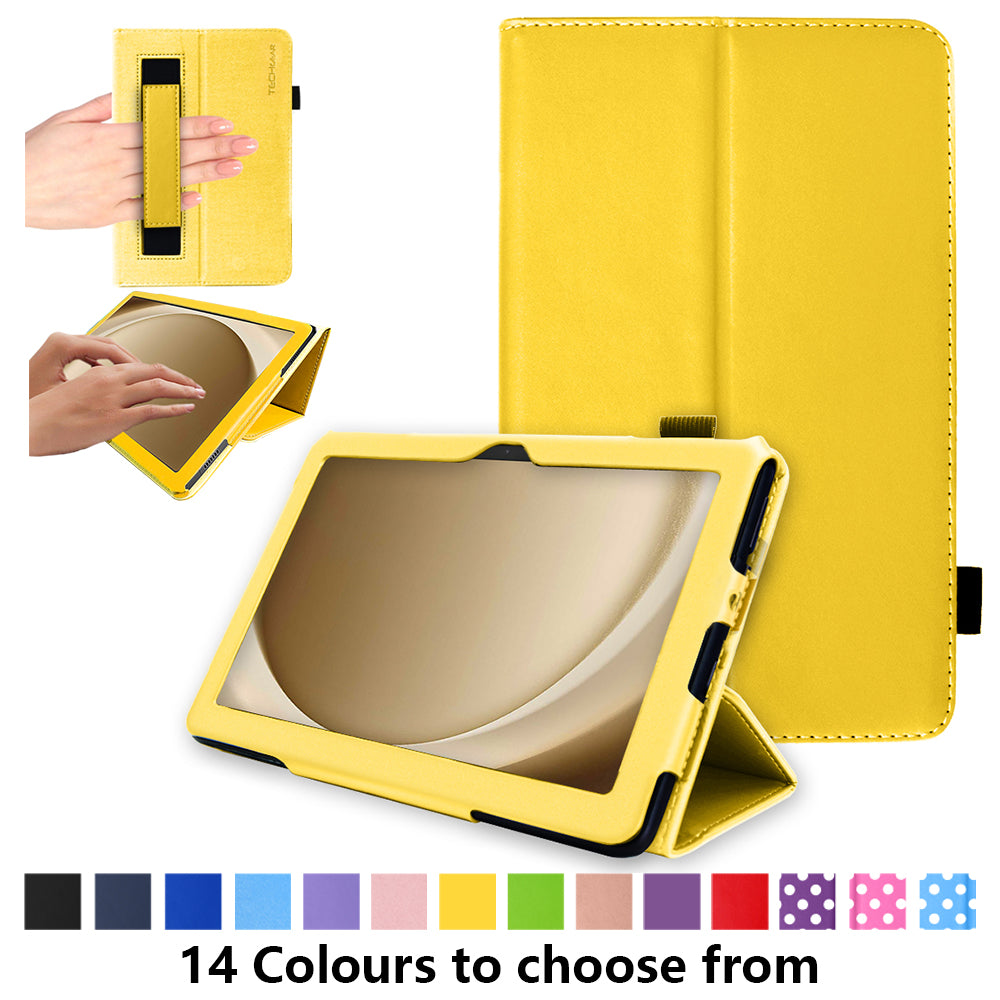 TECHGEAR Folio Case for Samsung Galaxy Tab A11+ & A9+ 11" (SM-X230/X236/X210/X215) – Leather Stand Cover with Hand Strap & Auto Sleep/Wake