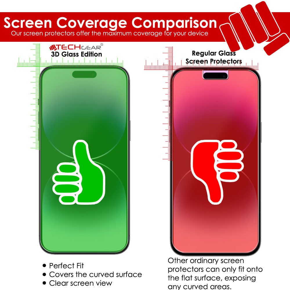Screen Coverage TECHGEAR Anti-Glare Matte Glass Screen Protector for iPhone 17 Pro 6.3 ...