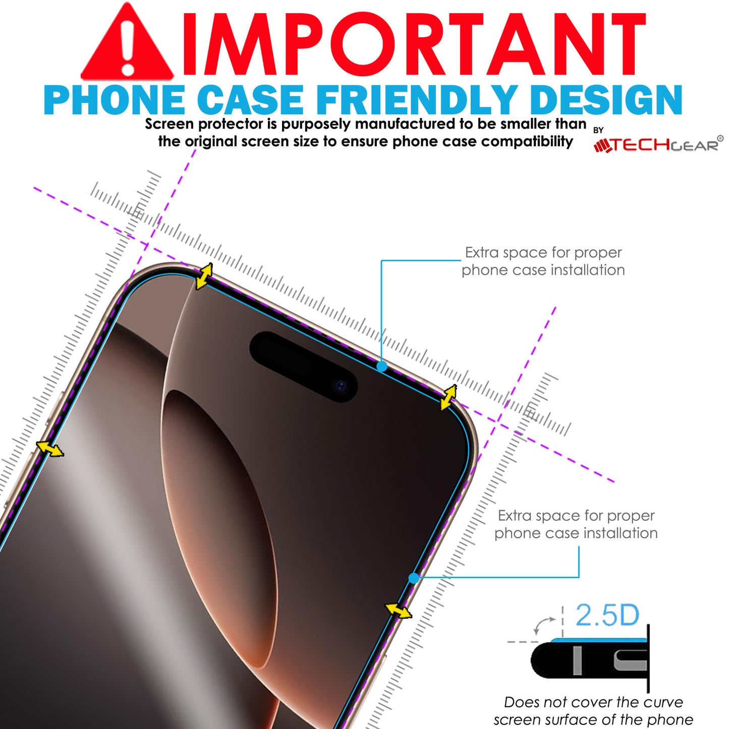 TECHGEAR Tempered Glass Screen Protectors for iPhone 17 Pro Max (2025) – 2.5D Round Edge, 9H Hardness, Crystal Clear, Scratch-Resistant, No-Bubble