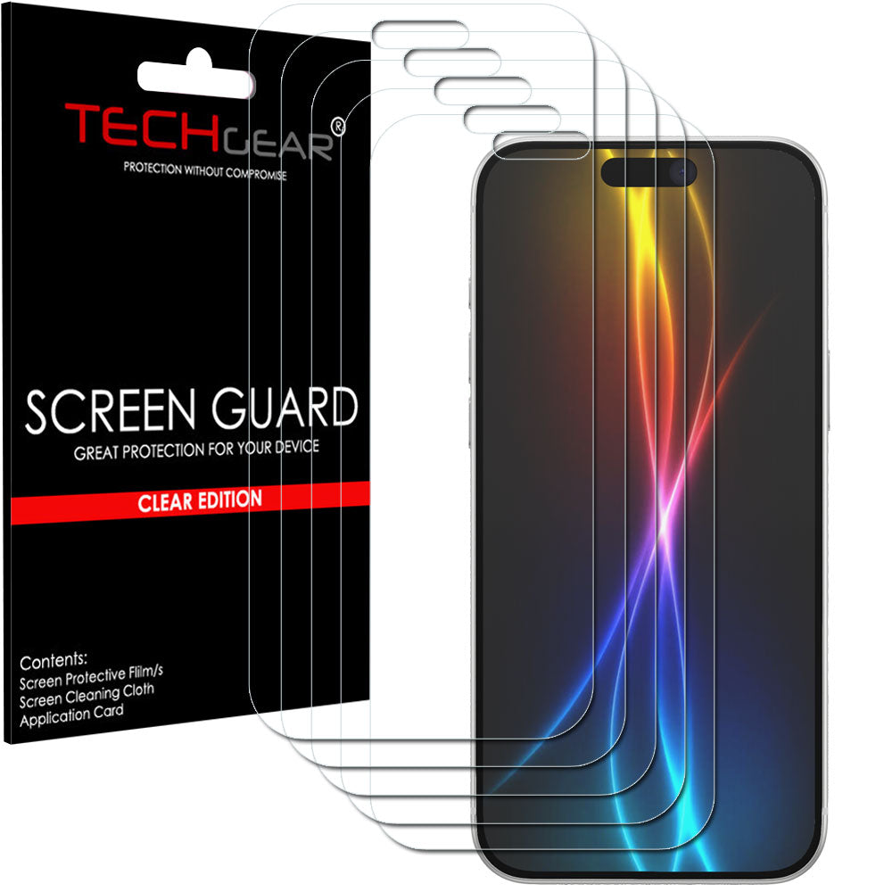 TECHGEAR Clear Film Screen Protectors for iPhone 17 Pro Max (2025) – Crystal Clear LCD Film Guard, Scratch Resistant, Touch Sensitive