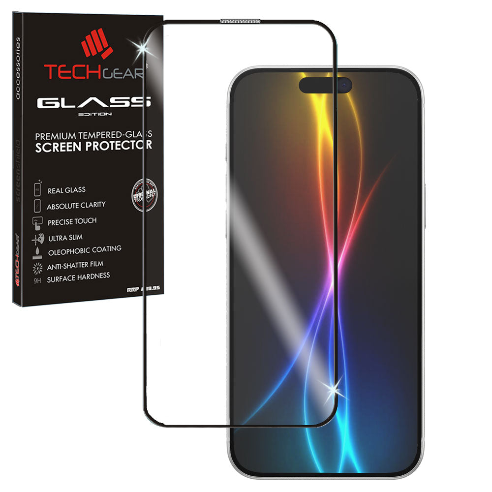 TECHGEAR 3D GLASS Screen Protectors for iPhone 17 Pro Max (2025) – Full Screen Adhesion, 3D Curved Edge Full Coverage Tempered Glass, Face ID Compatible