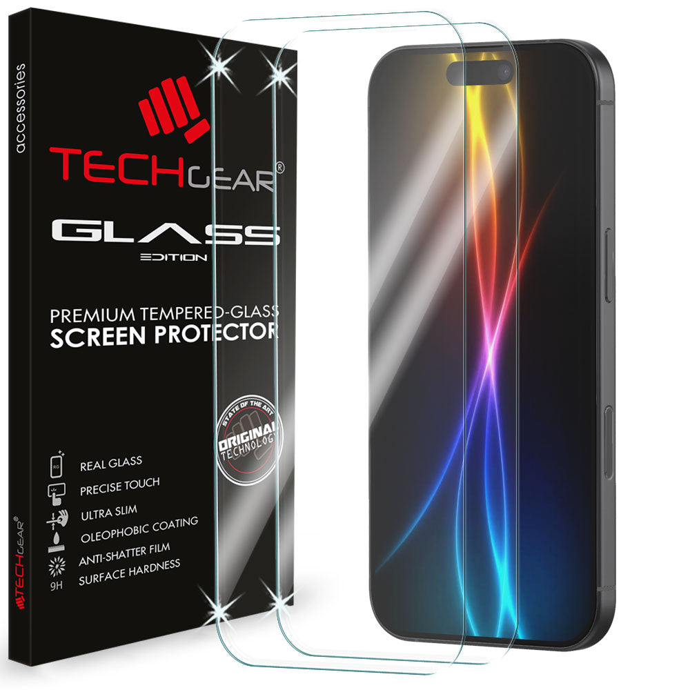 TECHGEAR Tempered Glass Screen Protectors for iPhone 17 Pro Max (2025) – 2.5D Round Edge, 9H Hardness, Crystal Clear, Scratch-Resistant, No-Bubble - 1/2/3 Packs