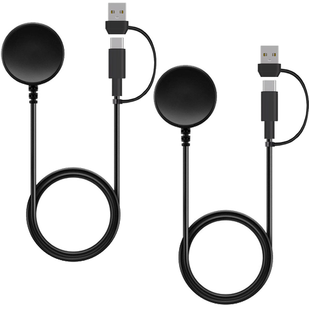 TECHGEAR 2-in-1 Charging Cable Dock for Samsung Galaxy Watch 8 / 8 Classic / 7 / Watch FE / Watch Ultra / 6 / 6 Classic / 5 / 5 Pro / 4 / 4 Classic / 3 / Watch Active / Active 2 – USB-A + USB-C Magnetic Fast Charging (1m/2m, 1 Pack/2 Pack)