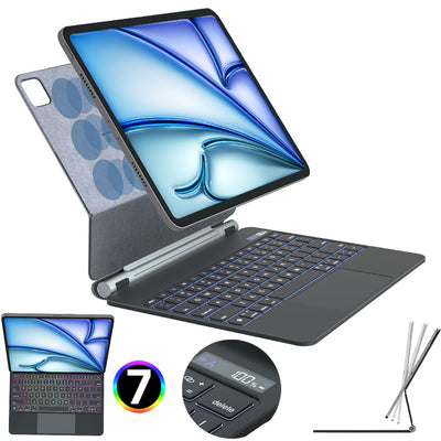 [Magic Keyboard] Magnetic Floating Stand, Precision Multi-Touch Trackpad, 7 Color Backlight, QWERTY, for Apple iPad Air 13" (M3/M2), iPad Pro 12.9" 2018-2022 (3rd/4th/5th/6th Generation)
