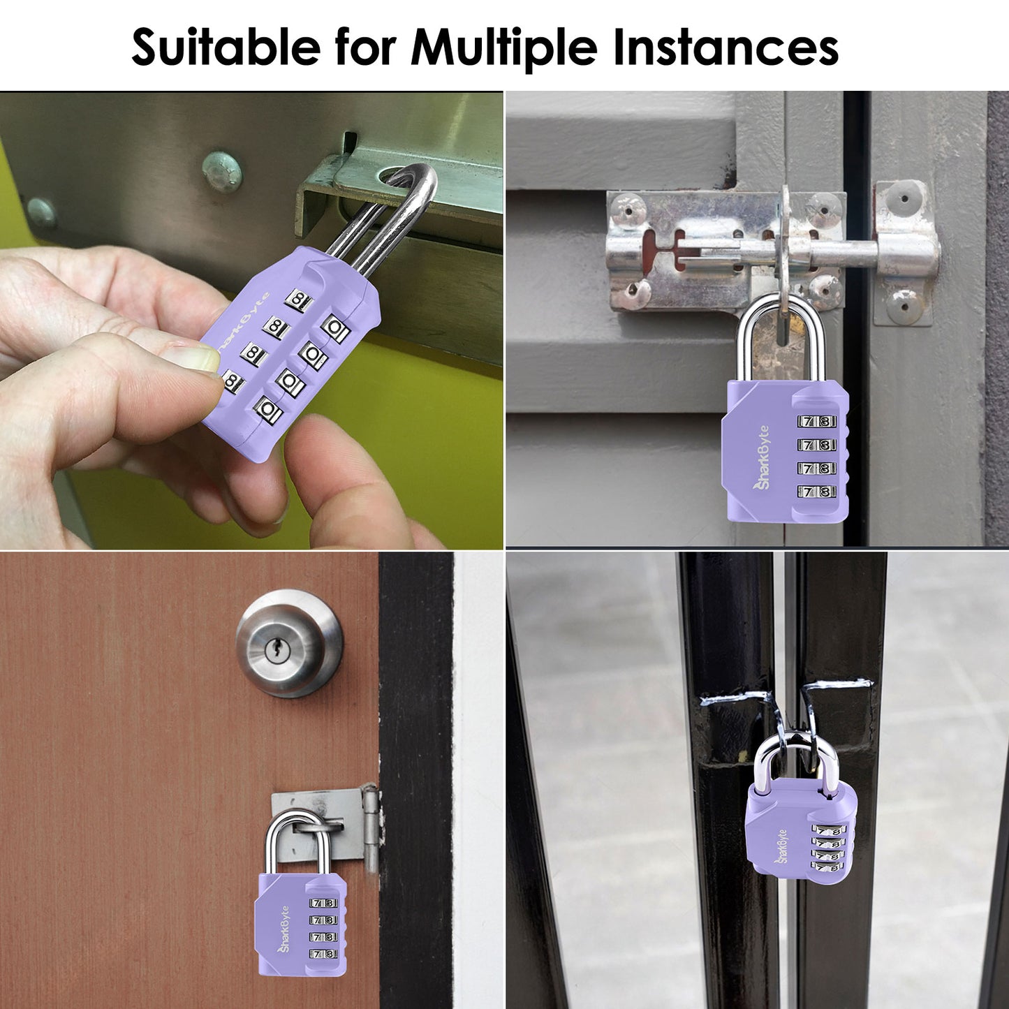 SharkByte Heavy Duty 4-Dial Combination Padlock – Weatherproof Outdoor Lock for Gym, School, Shed, Storage, Cabinet & Toolbox (1 / 2 / 3 / 4 Pack)