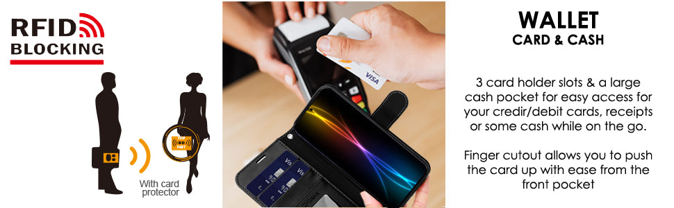 [Wallet Case] RFID Blocking, Leather Flip Cover with Card Holder, Kickstand, Wrist Strap, Magnetic Closure For Apple iPhone Air