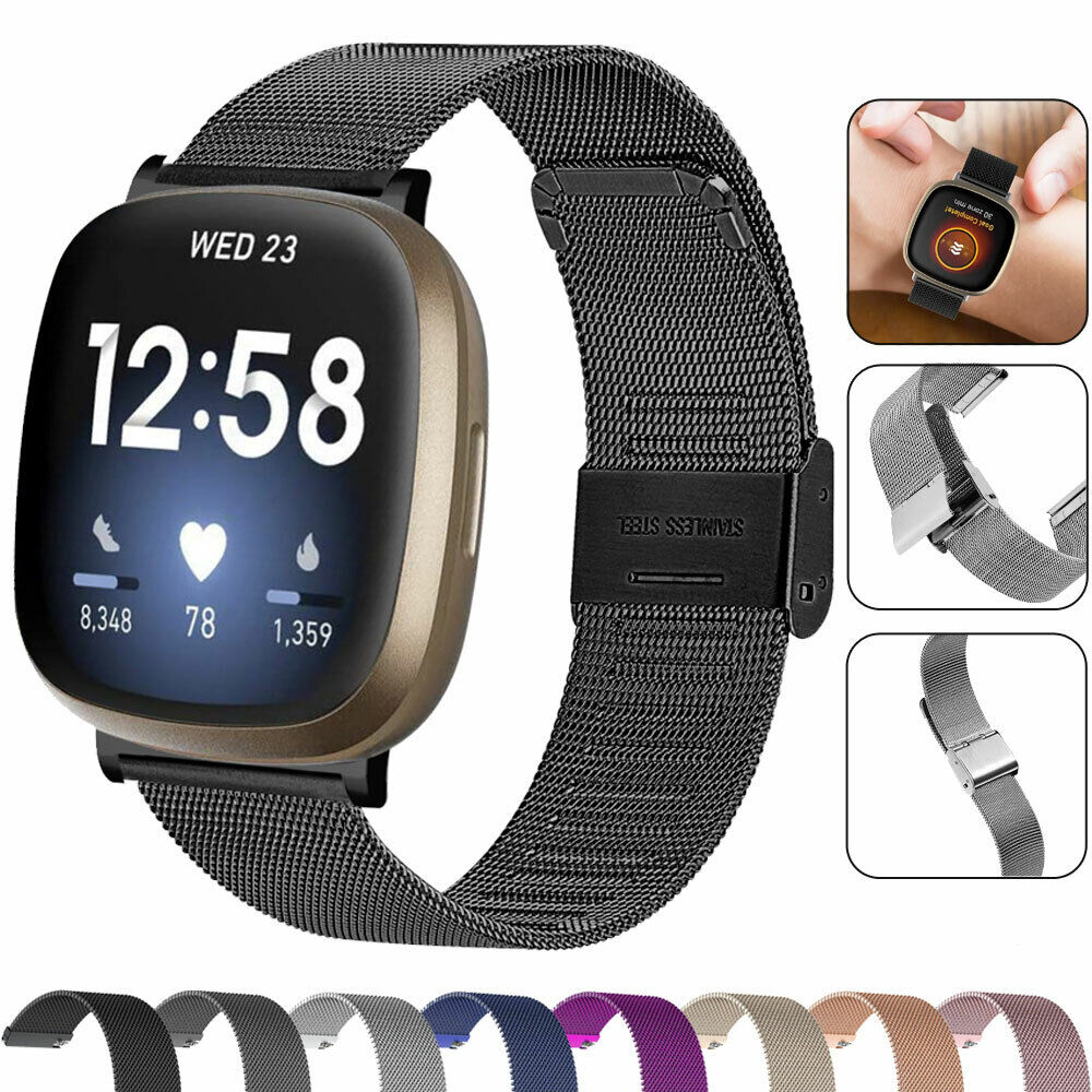Milanese Stainless Steel Watch Band for Fitbit Versa 4, 3 & Fitbit Sense 2, 1